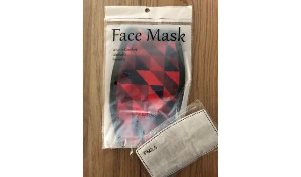 Kleurrijk mondmasker met rekker WASBAAR inclusief FILTER  10stuks